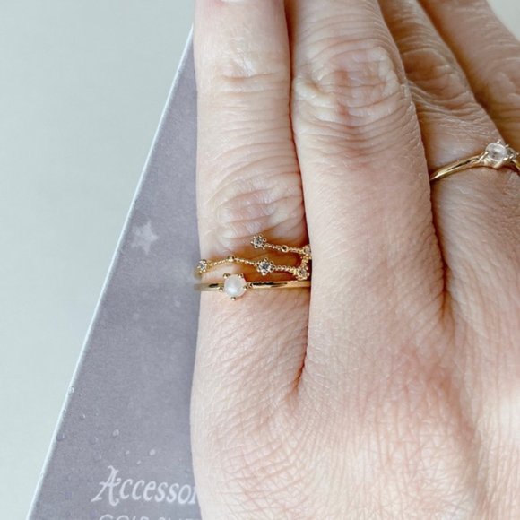 NEW! Gold Plated Rings Set of 2 faux pearl ring size 5.5 - Picture 7 of 9